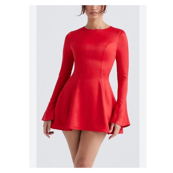 House of CB Sacha Red Satin Mini Dress Size S Small - Picture 2 of 6